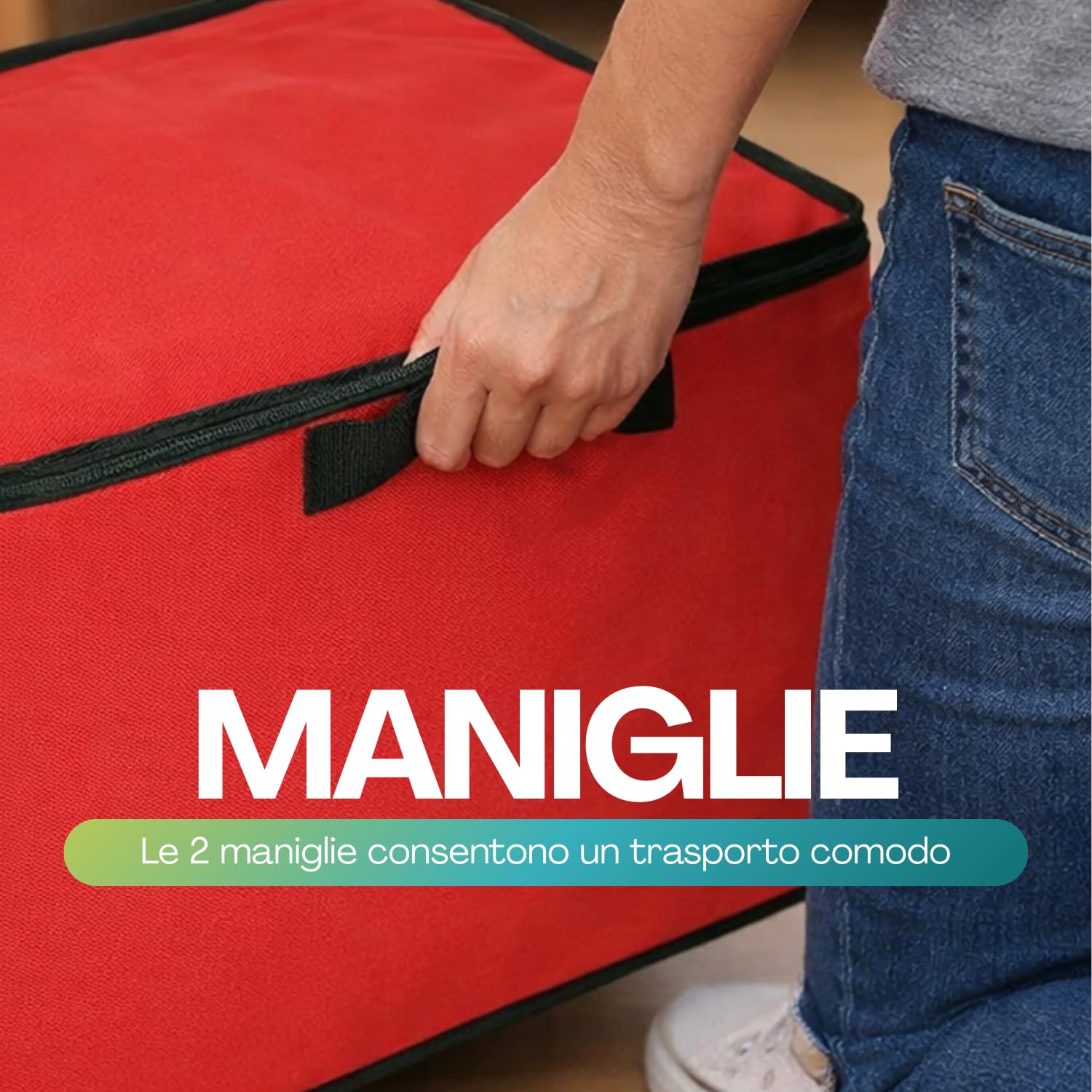 PALUPLUS Scatola Porta Palline di Natale, Misura 43x35x35 cm, fino a 80 Scomparti Modulabili, Contenitore Organizer con Cerniera e Maniglie, Custodia Impermeabile, Box per Addobbi Natalizi -7977C