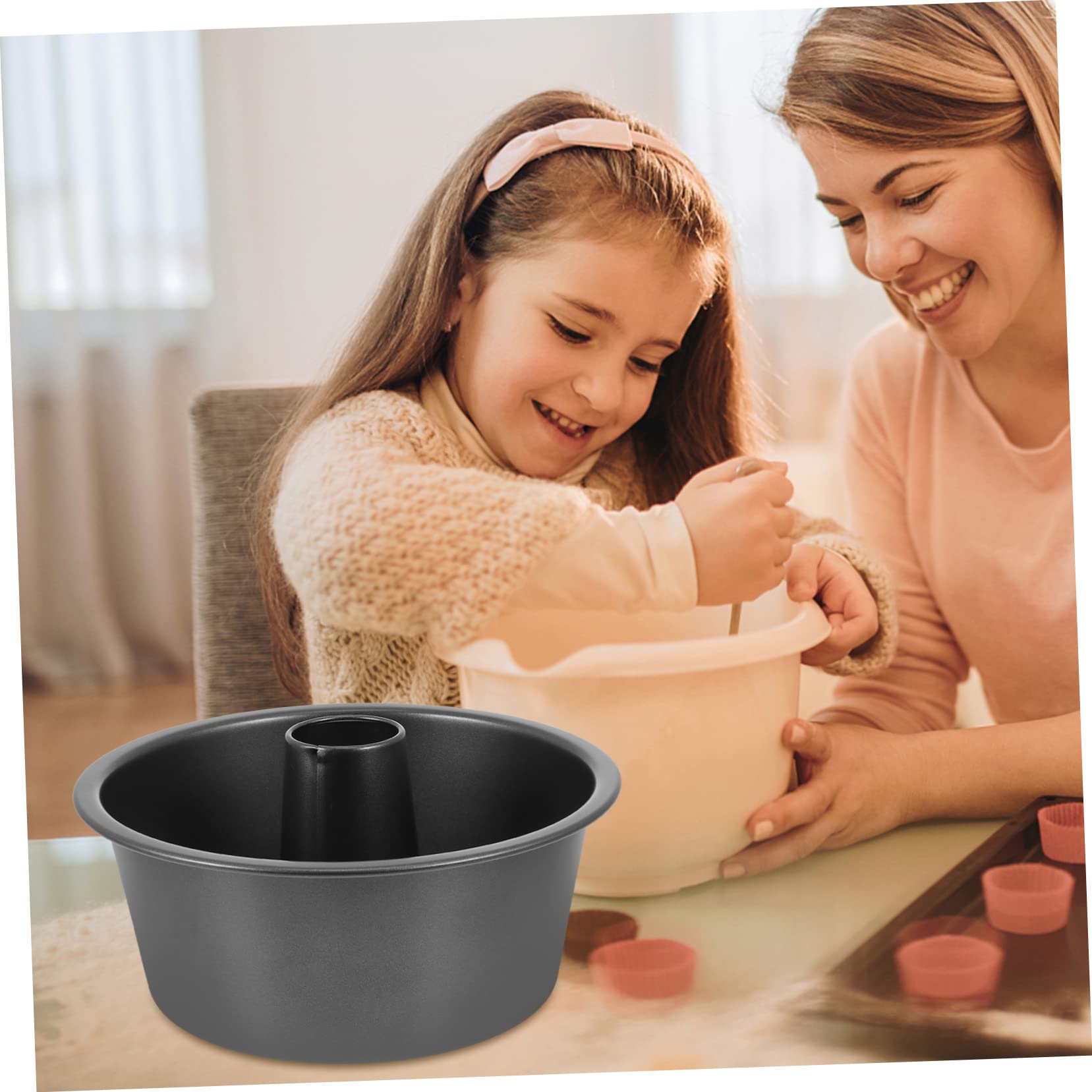 Amosfun 2 Piezas Molde de torta hueco molde para pasteles estriado tarta de queso moldes molde redondo planchas de asar molde de pastel útil herramienta para hornear acero carbono Black