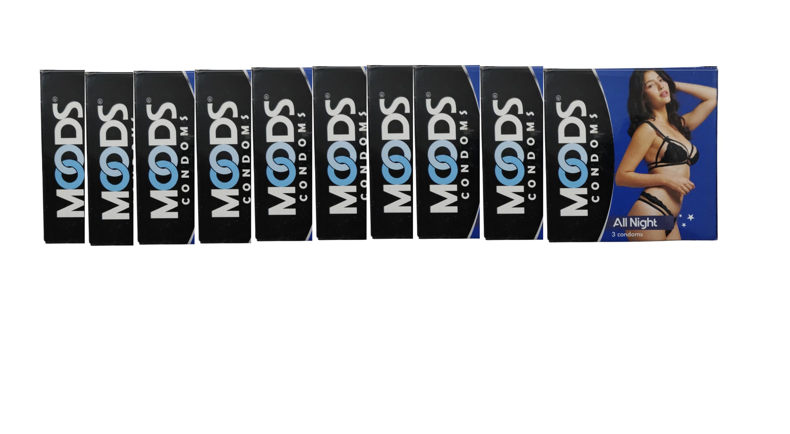 MOODS All Night Condoms, Natural Latex, Lubricated with Reservoir Tip, 3 Count PACK OF 10-picture-28