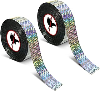 MP mypole Bird Scare Tape Ribbon, 2 * 300 Foot Reflective Tape Ribbon for Birds Woodpecker Scare Reflective Flash Tape Scare Birds Away for Outdoor, House, Garden, Patio, Orchard