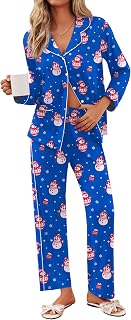 Ekouaer Pajamas For Women Set Button Down Sleepwear Long Pj Pant Lounge Set | 2 Pieces,Long Sleeve,Patch Pocket,Elastic Waistband,Soft,Breathable,Lightweight,Fall and Winter