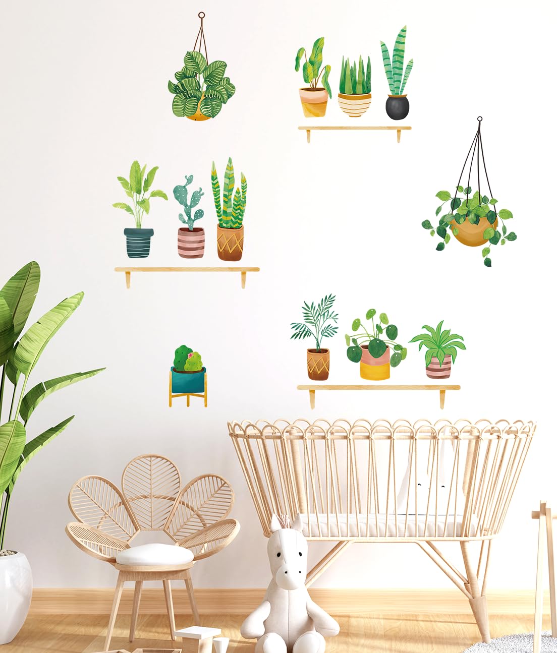 Autocollant mural plantes en pot pour chambre d'enfant et bureau