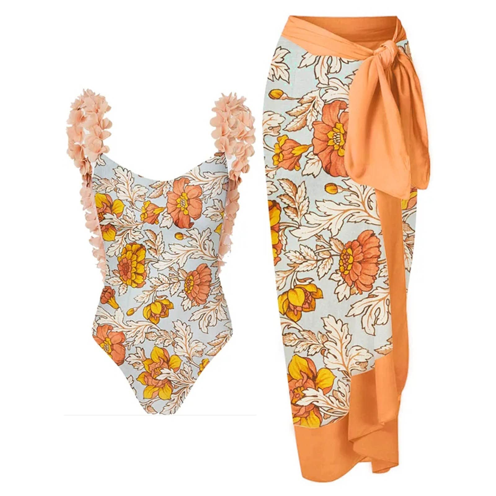 KIMODOTraje de baño de 2 Piezas con Estampado Floral Abstracto de Bloque de Color Vintage para Mujer + Traje de baño de 1 Pieza para cubrirse Traje de baño de Piezas con Bañador Niño 4 Años Patrulla Canina