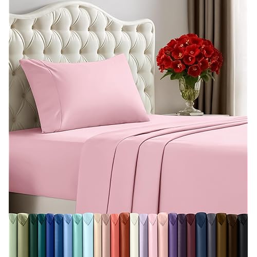 Utopia Bedding Twin Bed Sheets Set - 3 Piece Bedding - Brushed Microfiber - Shrinkage and Fade Resistant - Easy Care (Crystal Pink)