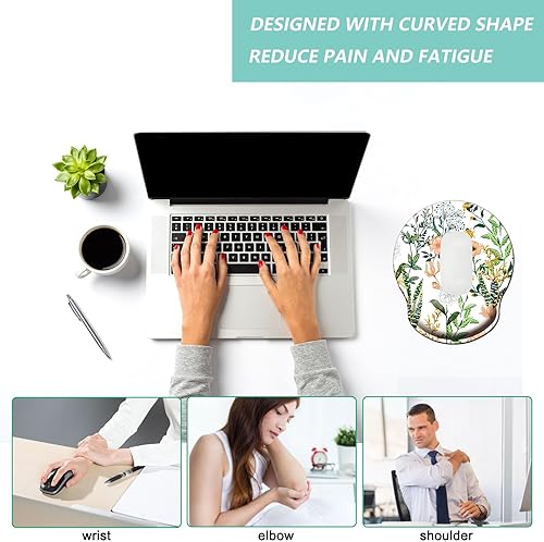 Miniatura 5 de Alfombrilla de mouse con soporte de muñeca, alfombrilla de mouse ergonómica con cojín de espuma viscoelástica para reposamuñecas, base de goma