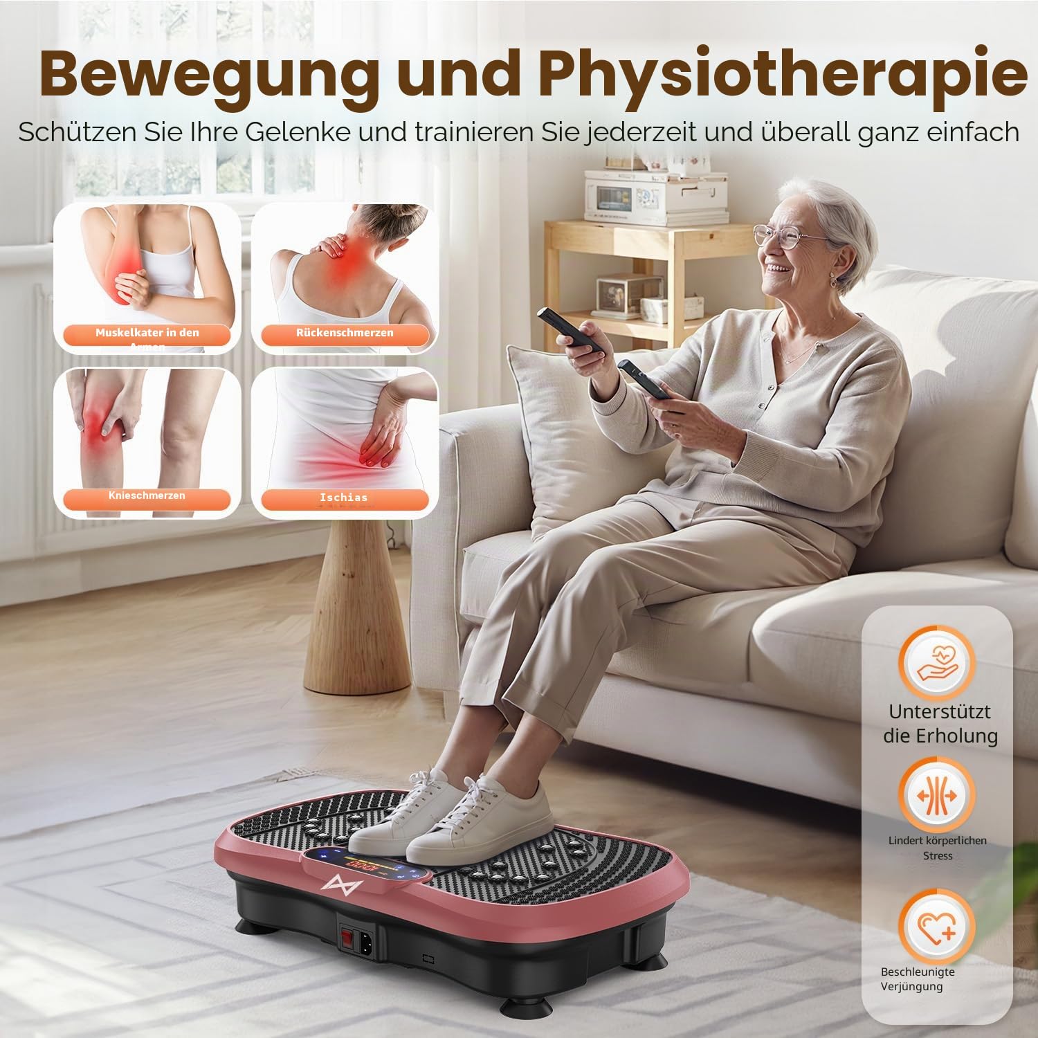 AXV Vibrationsplatte Testsieger, Rüttelplatte Sport für Zuhause,Vibration Plate mit 120 Stufen und 5 Modi, 150 kg Belastbar, mit Bluetooth, für Ganzkörpertraining, Abnehmen, Fettverbrennung
