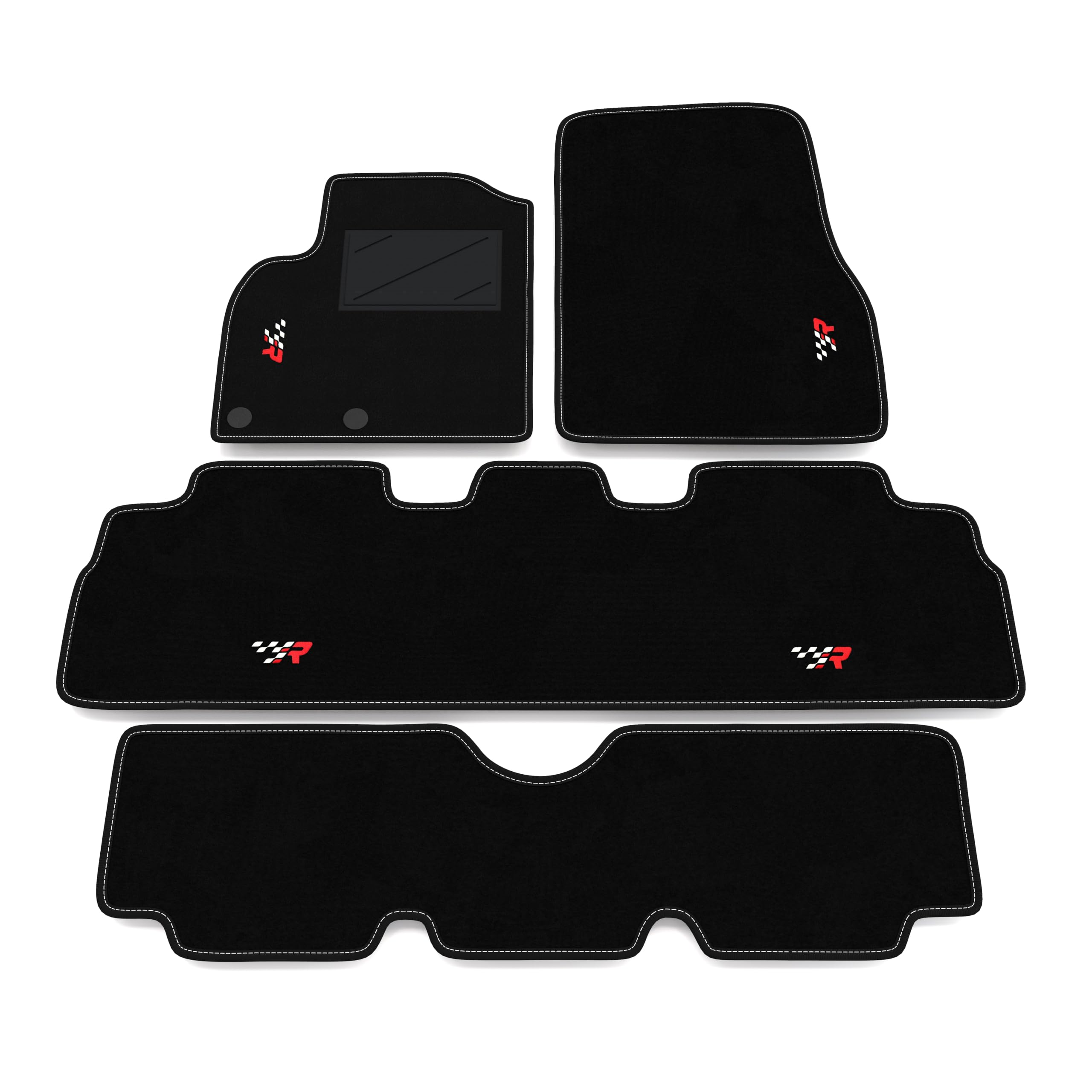 Set de Tapis de Voiture compatibles avec Renault Espace Grand Espace 2002-2015 | Tapis sur Mesure en Moquette, Broderie R Racing, sur Mesure