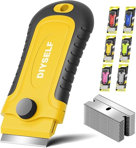 DIYSELF Rascador de cuchillas de afeitar | 1 paquete de raspador de afeitar con 15 cuchillas de afeitar | Herramienta raspadora de hoja de afeitar |