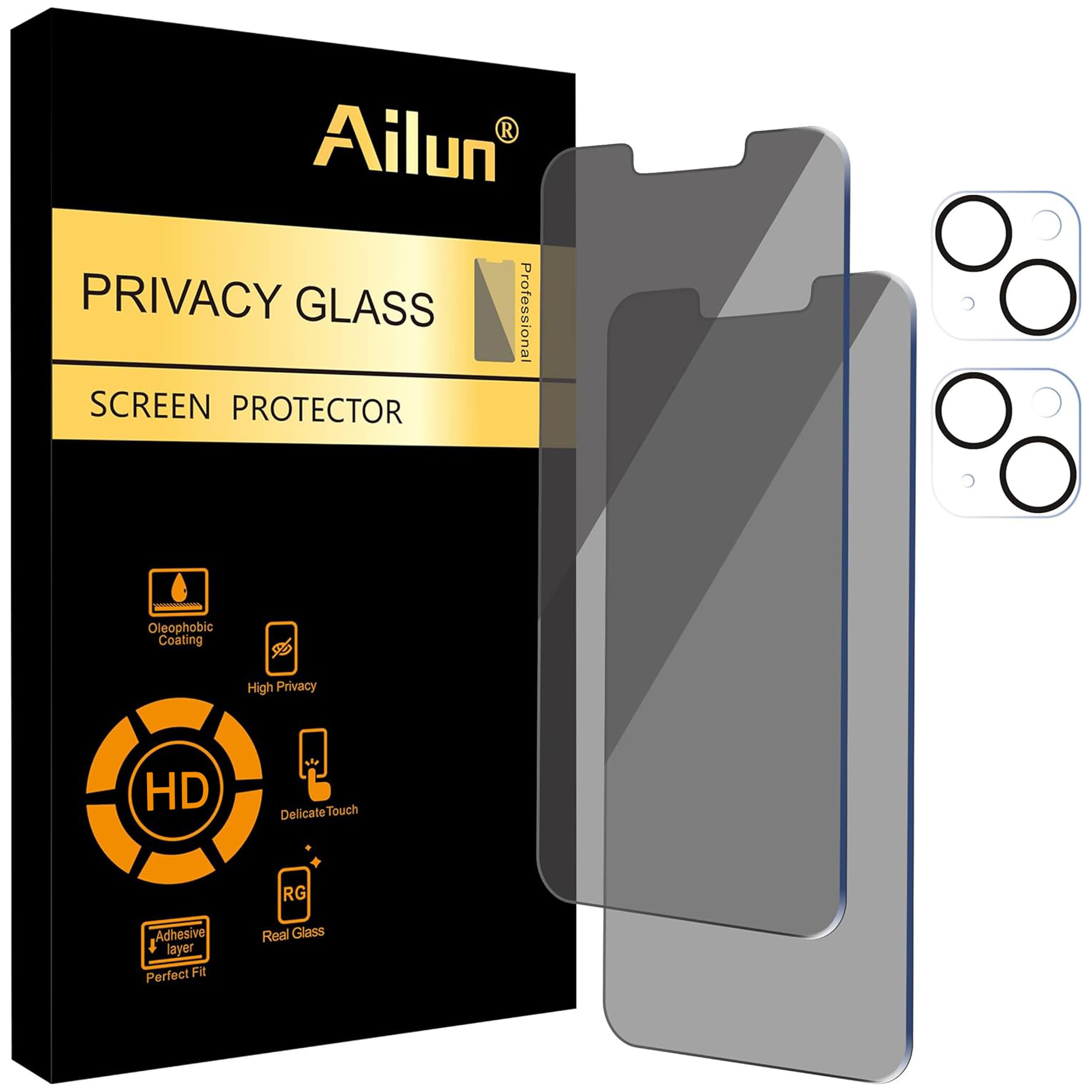 Ailun Privacy Screen Protector+Camera Lens Protector for iPhone 13 Pro Max — Amazon image 17