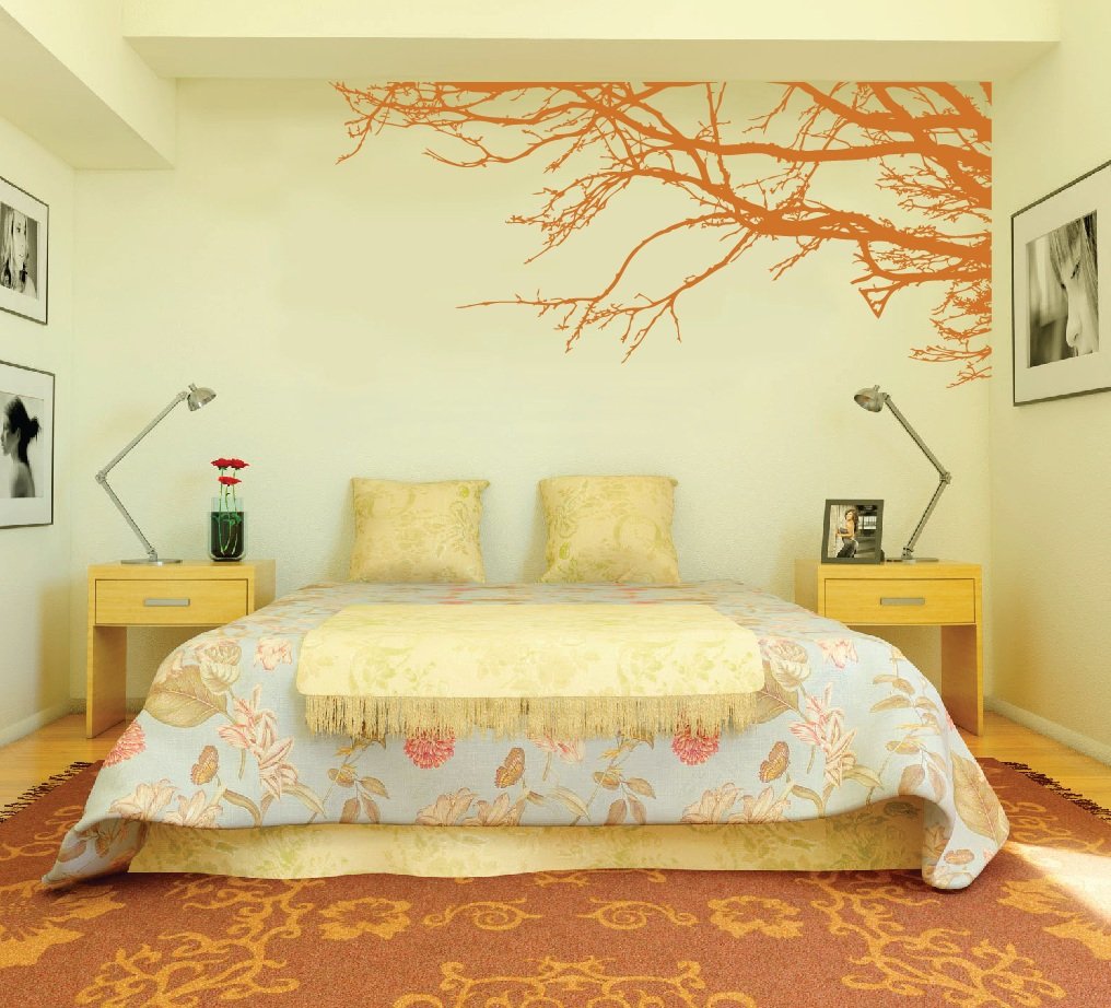 Tree Top Wall Branch Decal Nursery Decor with Flock of Birds (8ft Wide X 44" High) Choose Colors #1130