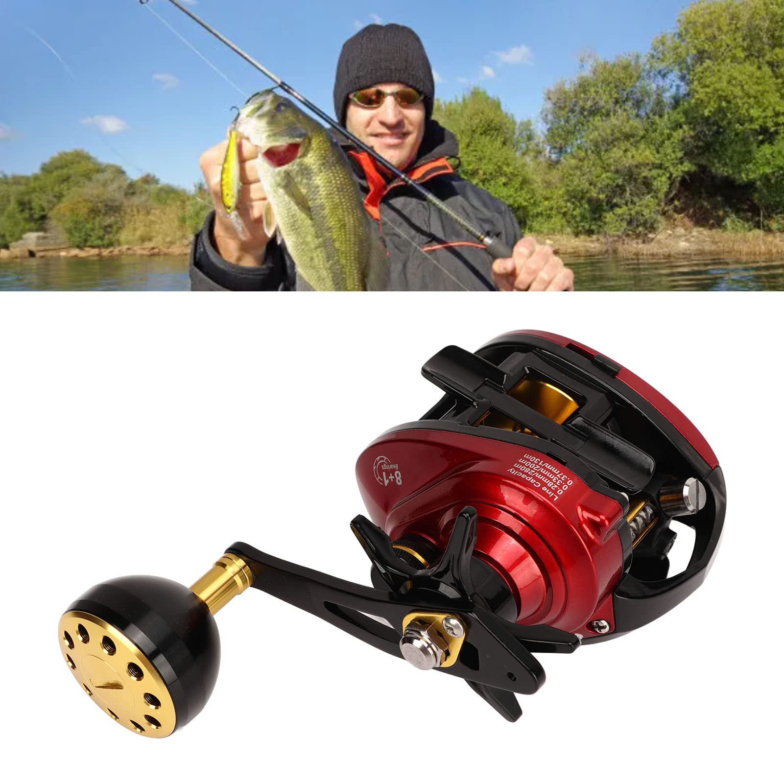 Kołowrotek 15 Kg, Kołowrotek łożyskowy 8 + 1 Hamulec Magnetyczny Stopu Aluminium na Kemping (Lewa ręka)