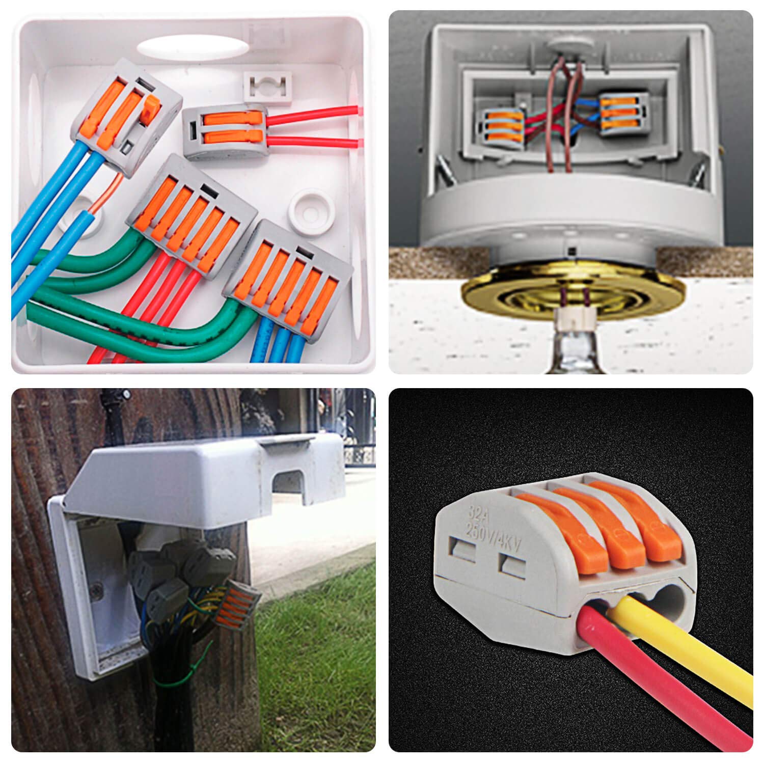 60 pièces Connecteurs électriques avec levier de commande,20pcs 2 entrées, 30pcs 3 entrées,10pcs 5 entrées Blanc (2/3/5)