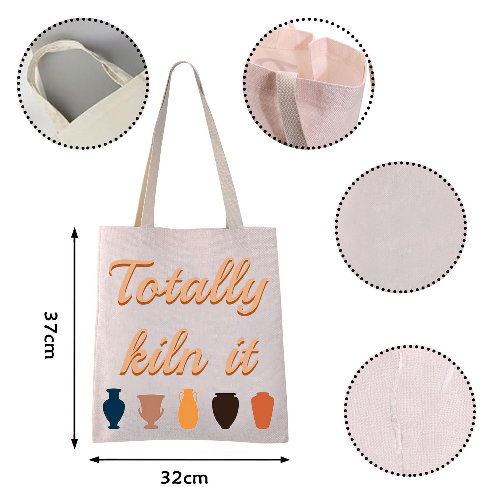 VAMSII Totally Kiln it Tote Bag Ceramic Artist Gifts Pottery Lover Gifts Bag Clay Pottery Maker Gift Ceramic Pottery Shopping