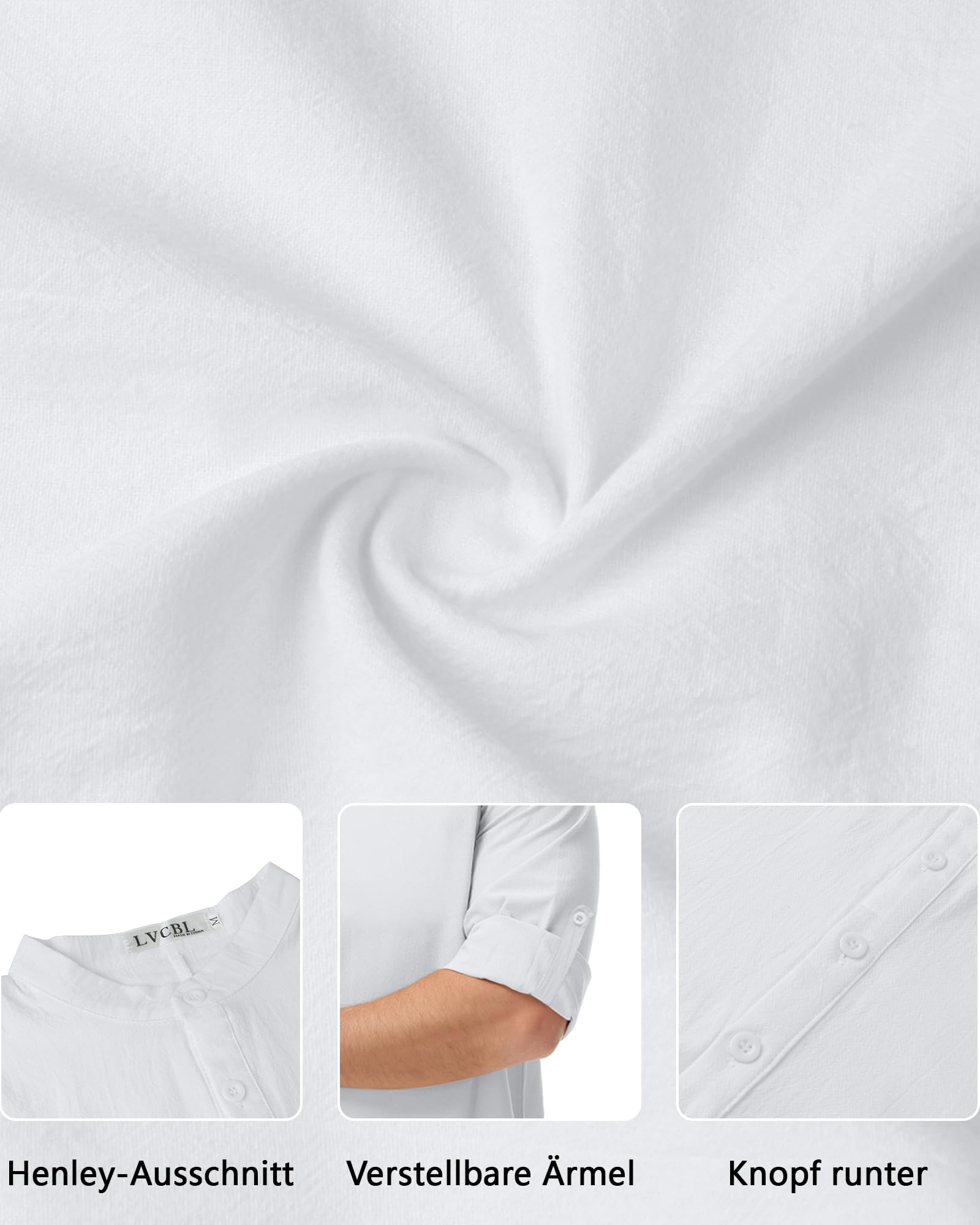 LVCBL Caftan pour homme - Col rond - Manches longues - Bouton haut - Thobe - Fendu latéral