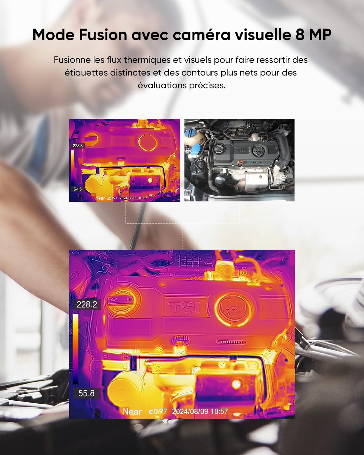 HIKMICRO Pocket2 Caméra Thermique 256 x 192 (49152) Pixels avec Optique de 8MP,Mode Fusion 25 Hz, Wi-FI, écran Tactile 3.5", IP54, -20°C~400°C