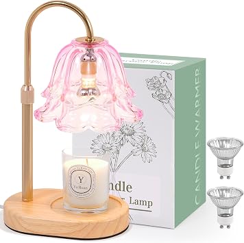 Flower Candle Warmer Lamp with Timer - Dimmable Electric Candle Warming Lamps, Adjustable Wax Melter Wamers Light for Jar Candles, Birthday Gifts for Women, Christmas New Home Decor