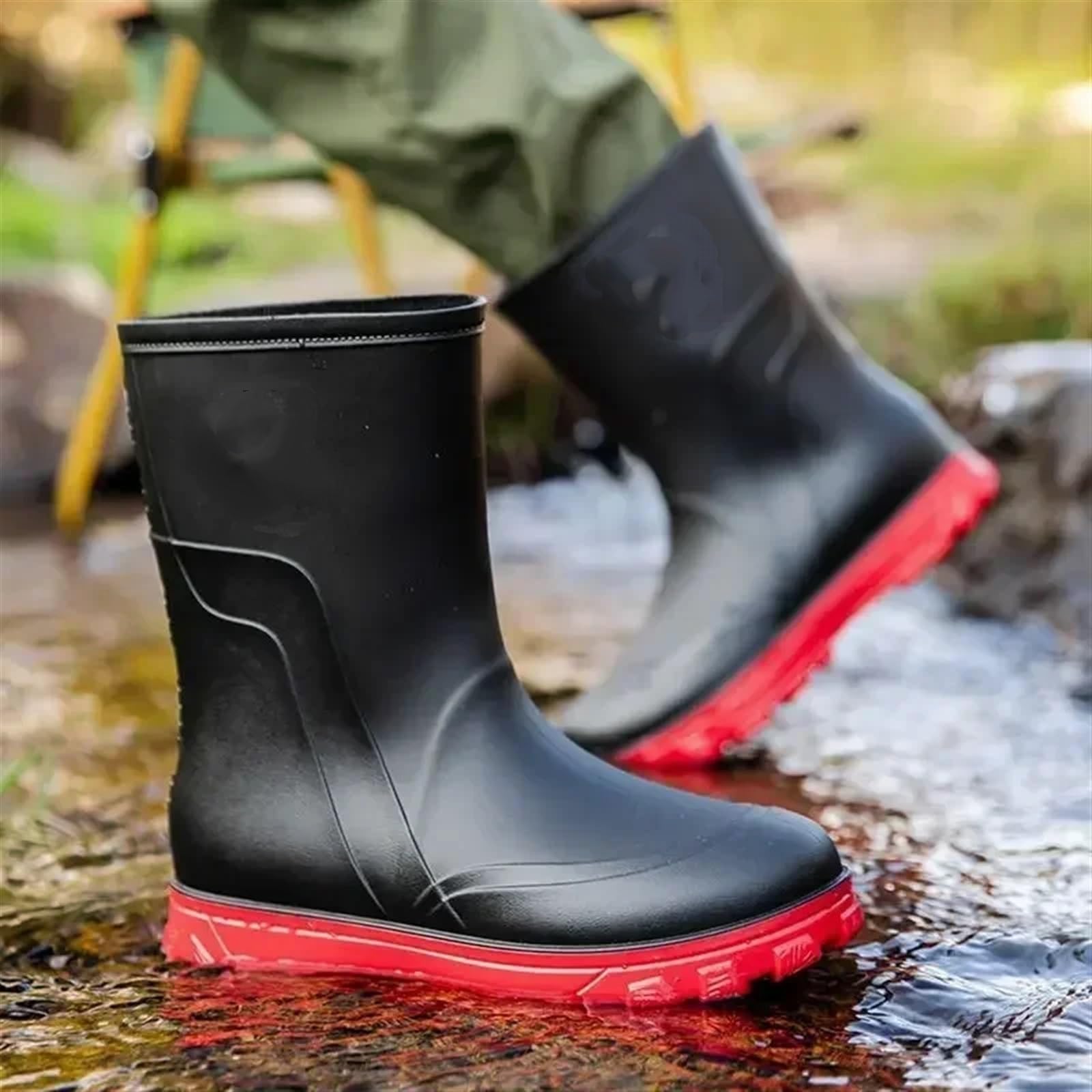 Scarpe da pioggia per uomo Stivali da pioggia impermeabili for uomo Scarpe in plastica resistenti all'usura Tacco basso