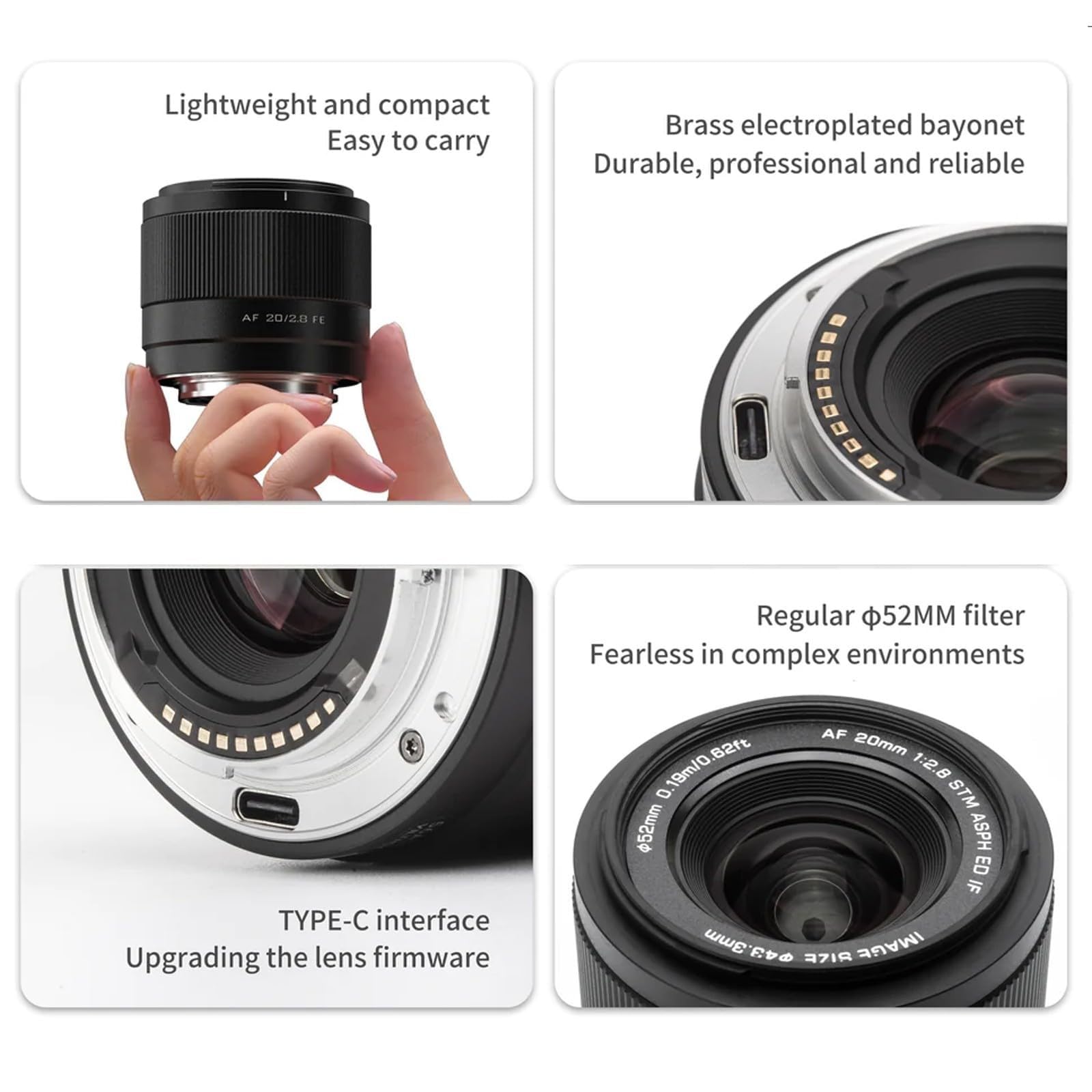 VILTROX 20mm f2.8 FE, 20mm f/2.8 e-Mount Lente AF Full Frame para Sony