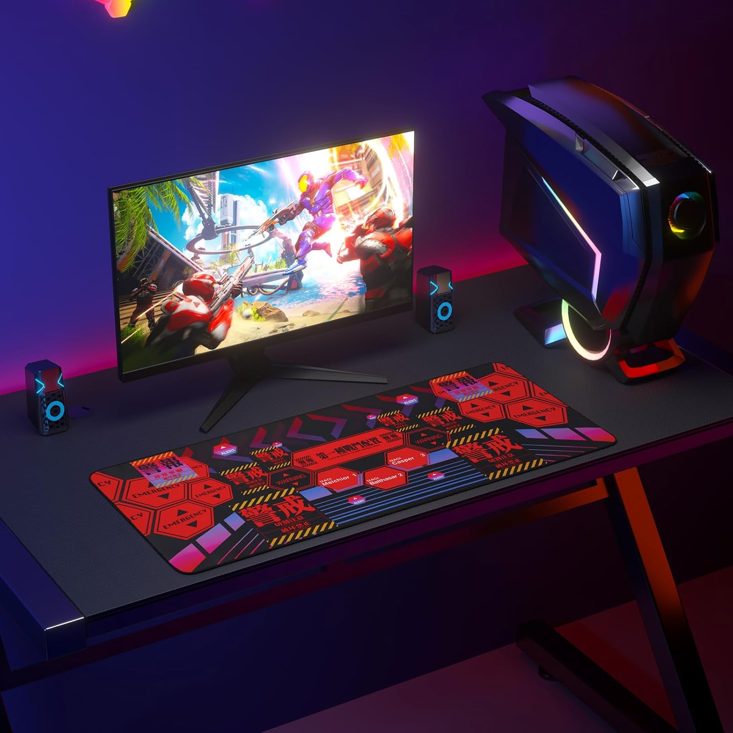 Mouse pad - Evangelion NERV-Inspired Alert UI Design, Large 35.4"x15.7"