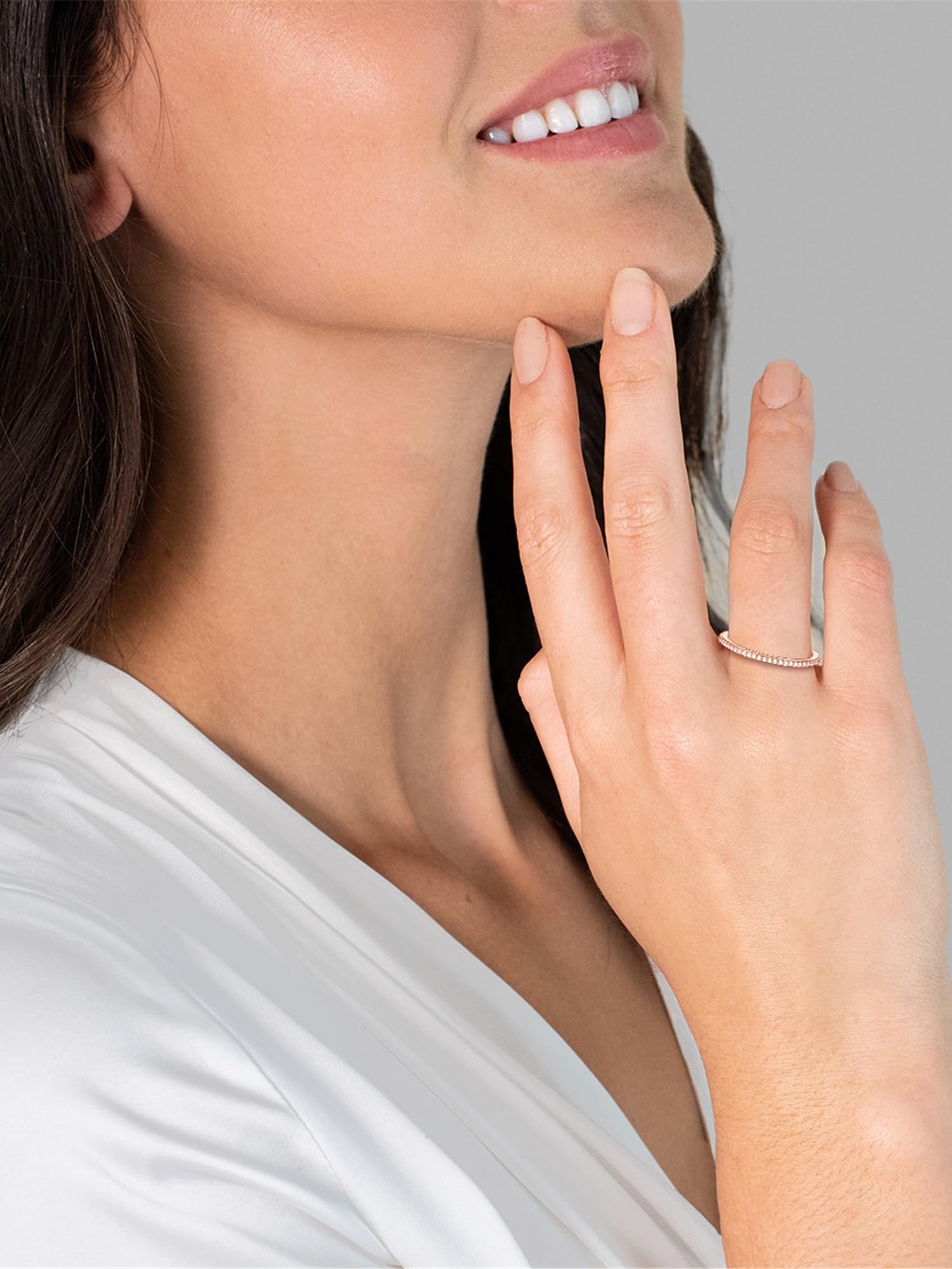 GLANZSTÜCKE MÜNCHEN Damen-Ring aus 925/- Sterling Silber rosévergoldet | Zirkonia,weiß,Memoirering,Stapelring,filigran,Vorsteckring,Beisteckring