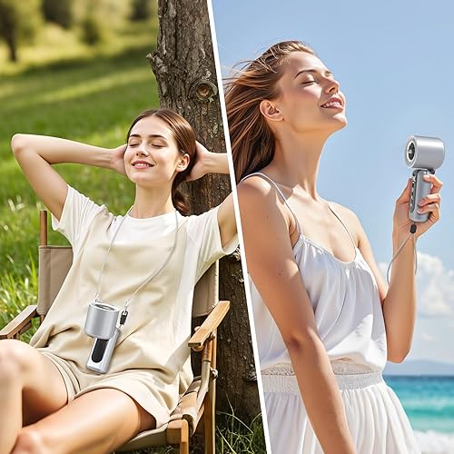 Miniatura 7 de Mini ventilador portátil de mano, velocidad (1-100) ajustable Turbo ventilador personal, batería recargable de 4000 mAh, pantalla digital AI,