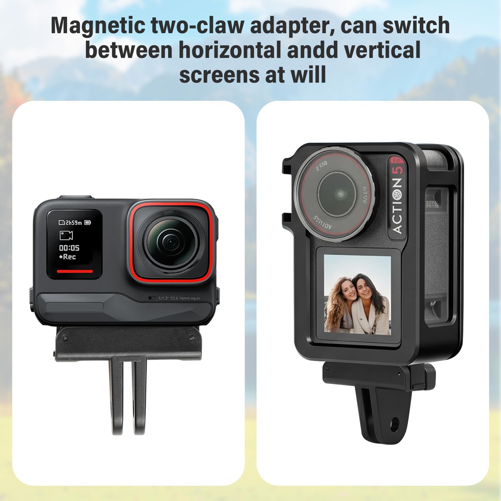 DJI Uchwyt magnetyczny dla Osmo360/Action5Pro/4/3, 2 sztuki | Szybkie zapięcie, do kamer akcji, nadaje się do statywów, nadaje się do kijków do selfie