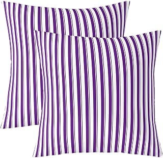 Castle Fairy Geometric Stripes Kids Throw Pillow Cover,Abstract Art Pillow Case,Modern Simple Style Bed Couch Sofa Cushion Cover,Purple White Home Decor,2 Pack 24"x24"