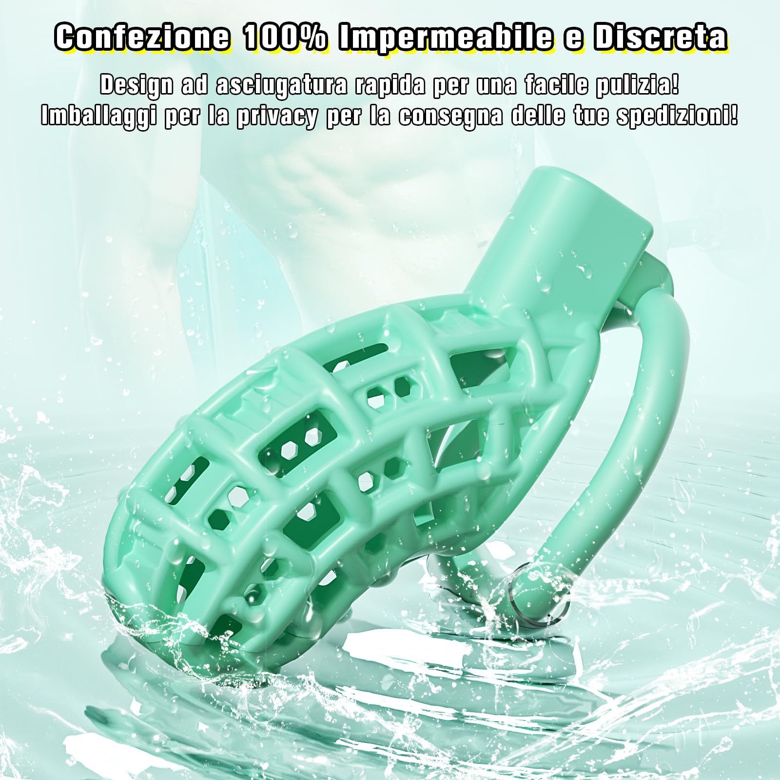 Leggero Gabbia Pene Sex Toy Uomo - Gabbia di Castità Maschile con 3 Anelli per il Pene Rimovibili per Prevenire L'erezione, Traspirante Chastity Cage Gay Sex Toys per BDSM Bondage Giocattoli Erotici
