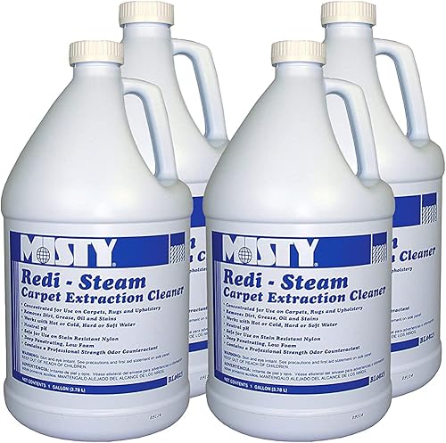 MISTY Redi-Steam 1038771 - Limpiador y desodorante de extracción de alfombras 1 galón (caja de 4) - pH neutro