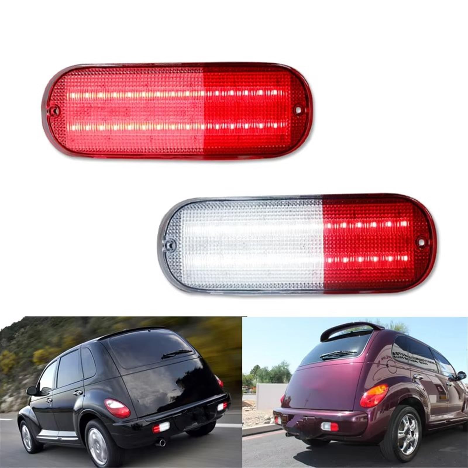 Generico Frecce Auto Per Chrysler Per PT Per Cruiser LED Paraurti Riflettore Luci Rosso Fanale Posteriore Freno Retronebbia Come Retromarcia Bianca Indicatori di direzione(Smoke Lens)