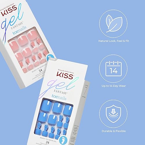 Miniatura 6 de KISS Gel Fantasy Collection - Juego de pedicura de uñas postizas para los pies listas para usar, estilo "This is Classic", con mini lima de uñas,