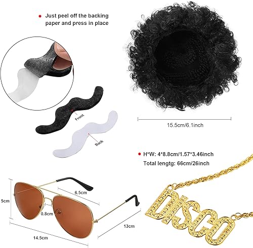 Miniatura 2 de Mepase 6 piezas de trajes de discoteca de los años 70 retro para parejas de Nochevieja, disfraz de Halloween de los años 80 con pantalones de campana