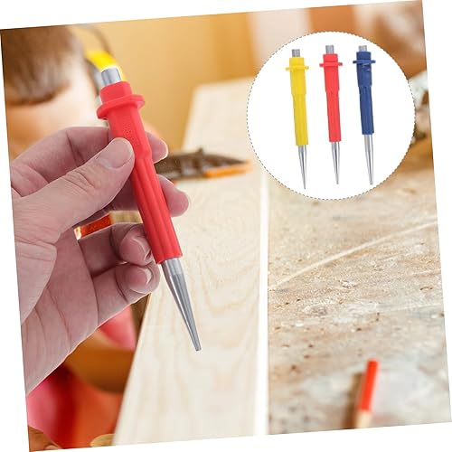 Miniatura 7 de Angoily Punzonador de clavos 3 piezas de clavadora de acero para perforar centro de impacto, herramienta de perforación central, herramienta de