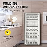 Vista 7 de Mesa de trabajo de acero inoxidable, mesa de trabajo plegable de preparación de alimentos para cocina comercial restaurante