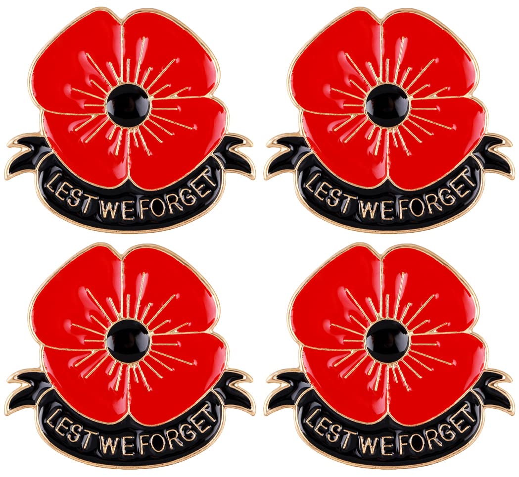 Nfyxcaz4pcs 8pcs Red Poppy Brooch Pin for Women Men Lapel Pins Remembrance Memorial Veterans Day Gift Lest We Forget Broach Remembrance Memorial Day Jewelry Accessories Decoration, Metal, no gemstone