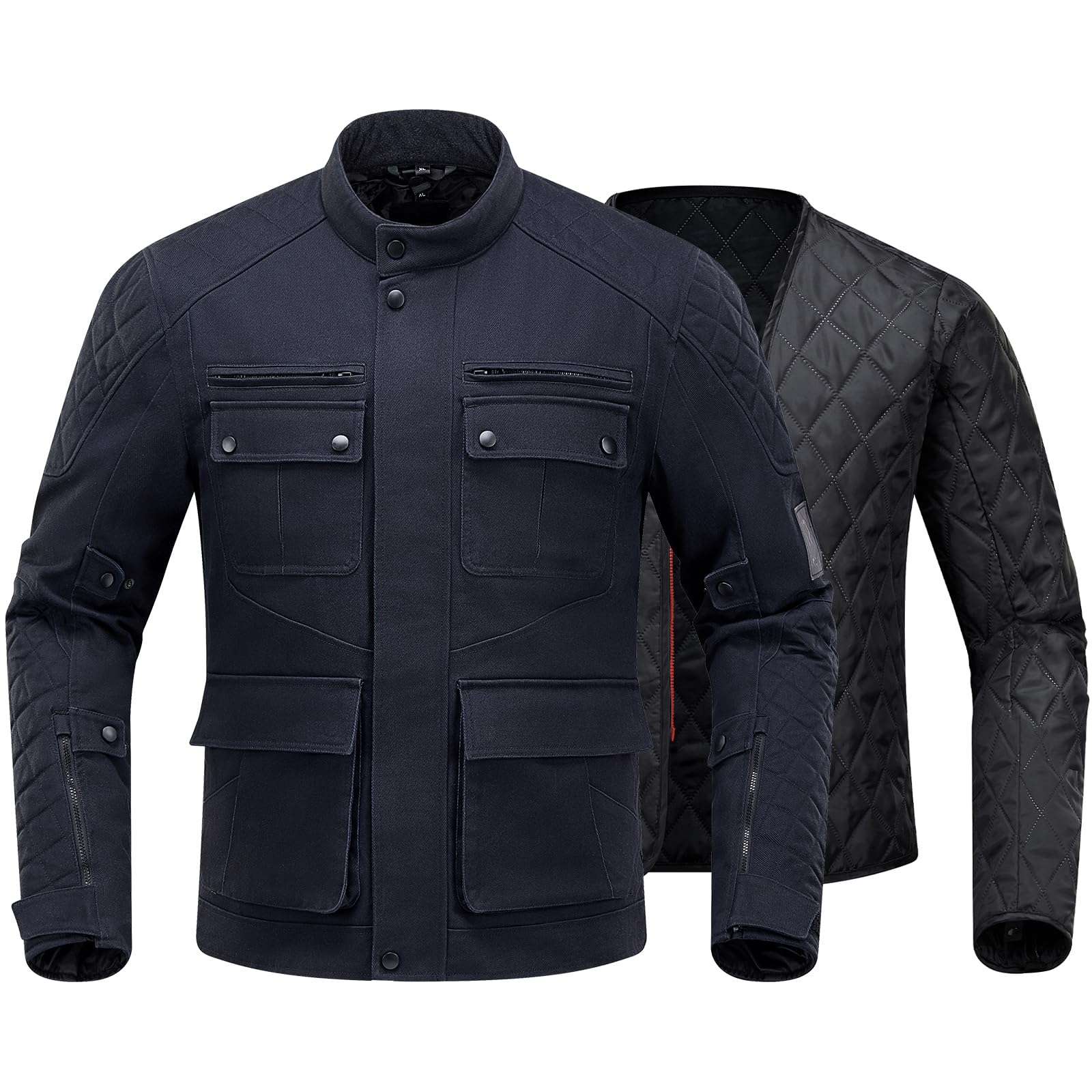 RIDEIRON Motorjas voor heren, motorjas voor de winter, met CE-schouder- en elleboogbeschermers, beschermende uitrusting, uitneembare voering ter bescherming tegen kou en wind, voor alle seizoenen, XXL