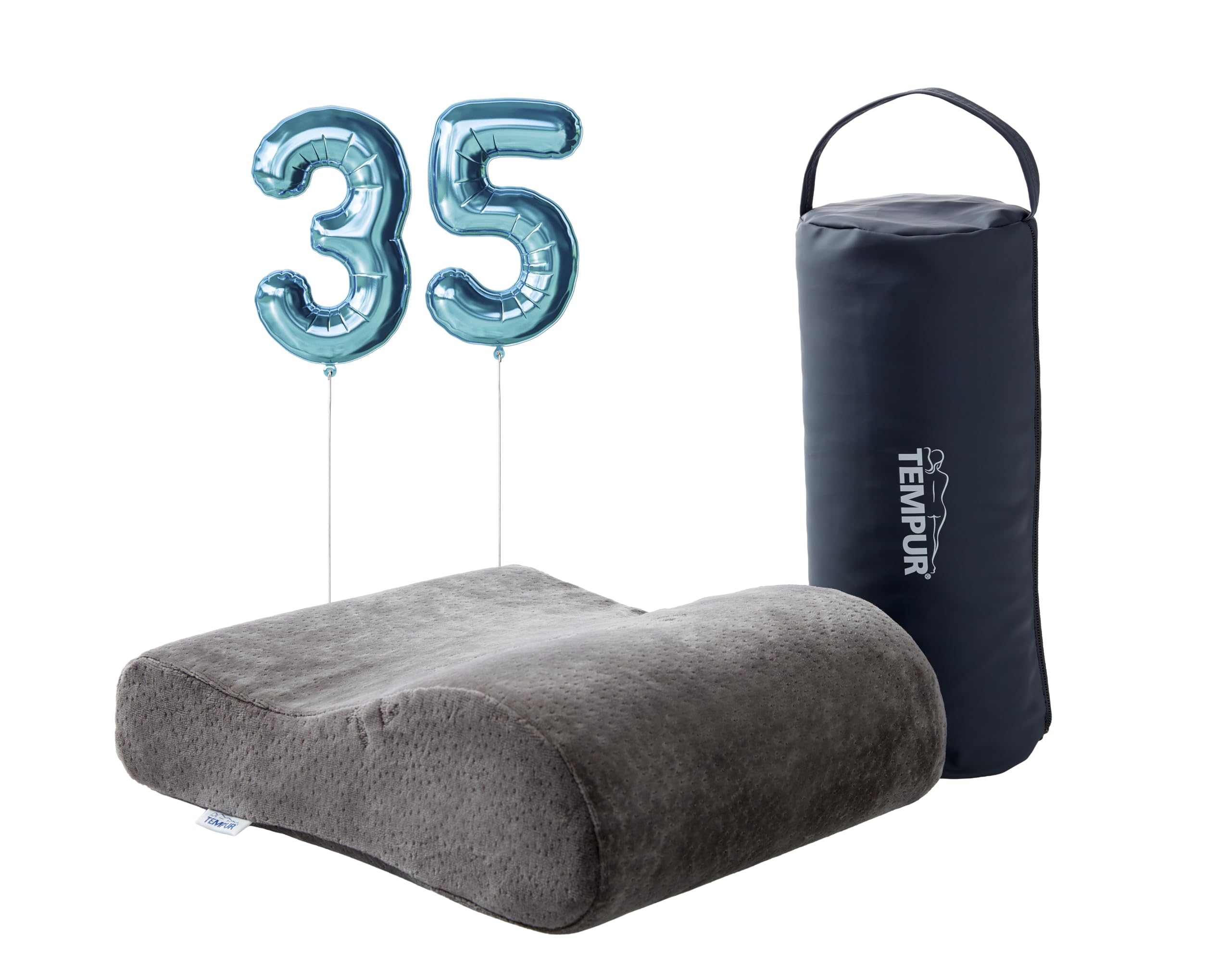 TEMPUR Reisekissen Memory Foam, ergonomisches Reise-Nackenkissen inkl. Tragetasche, Anthrazit, Größe 25 x 31 x 10/7 cm