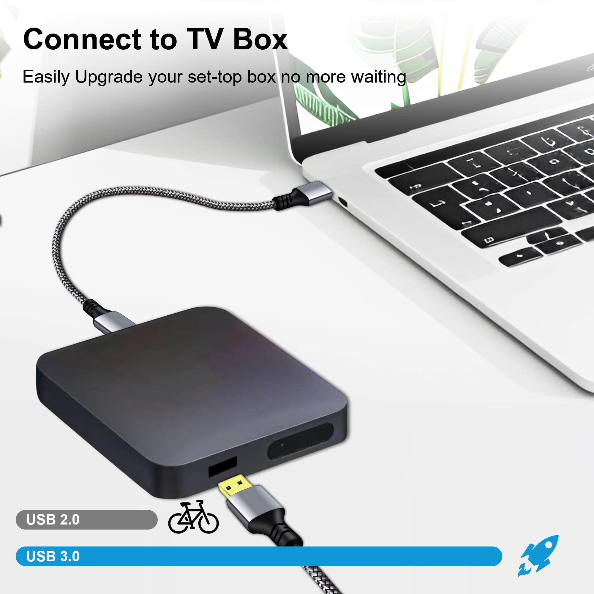 Tan QY Cable USB 3.0 A a macho A, cable USB macho a macho, cable USB de doble extremo compatible con carcasas de disco duro, reproductor de DVD, portátil (plateado, 91 cm)