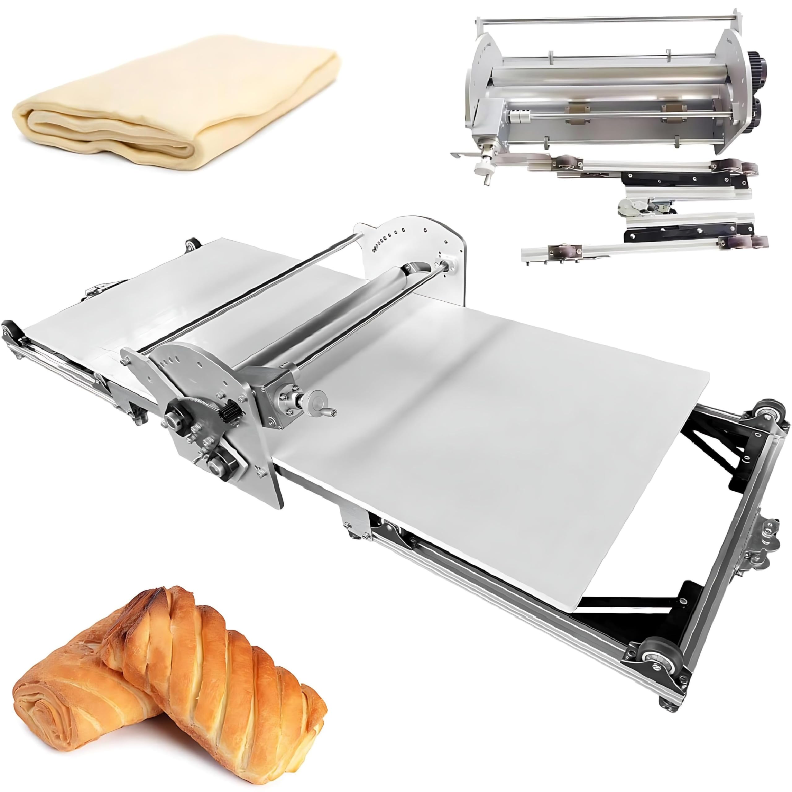 Sfogliatrice Pieghevole, Elettrico Sfogliatrice Compatta, Spessore Della Sfoglia Regolabile da 0,2 a 30 mm, Macchina per Stendere la Pasta in Acciaio Inossidabile, per Pasta Sfoglia