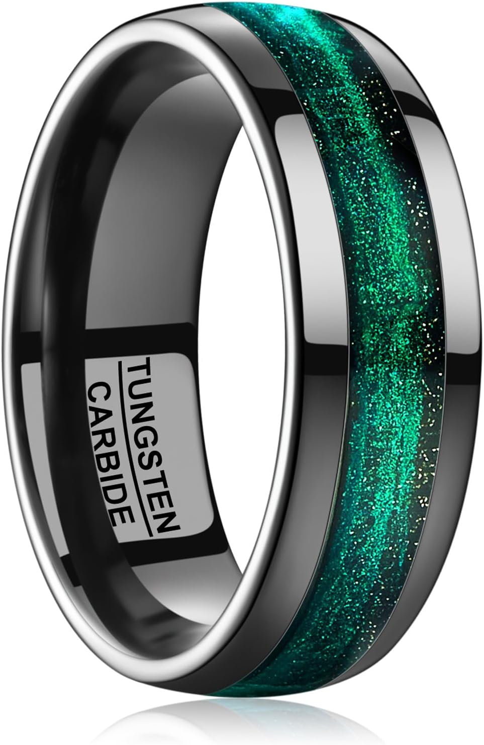 TUNGSTORY Mens Tungsten Wedding Bands 8mm Flowing Sand Inlay Mens Rings Wedding Rings Comfort Fit Jewelry Gift for Him Size 7-12 - Image 2