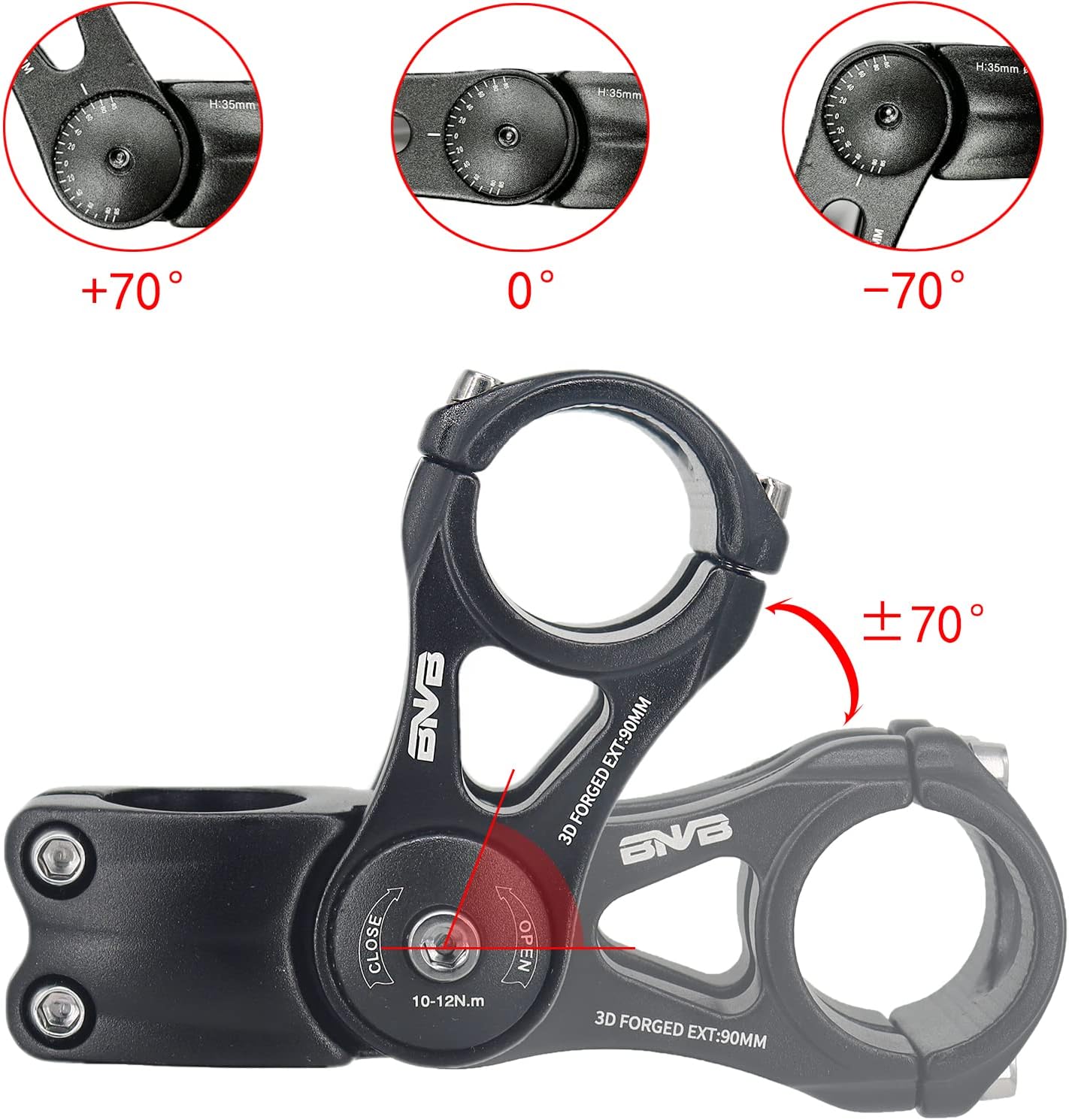 Adjustable Bike Stem 31.8mm – Raise Handlebar for Upright Riding, Reduce Wrist & Back Pressure, ±70° MTB/Road Bicycle Stem (90/110/145mm)