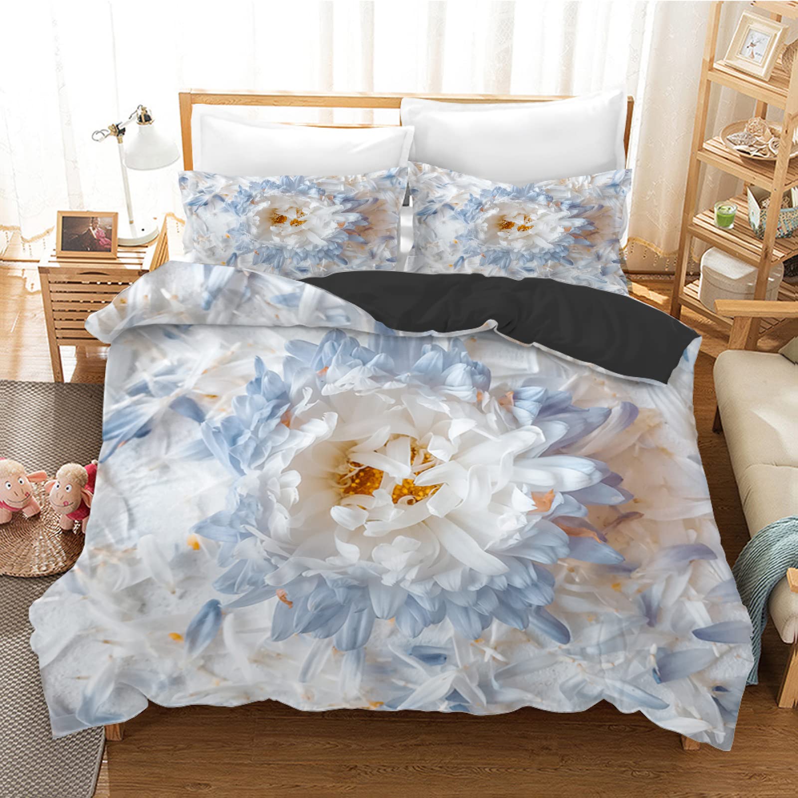 Housse de couette 140x200 orchidée bleue parure douce lit enfant ado fille garçon