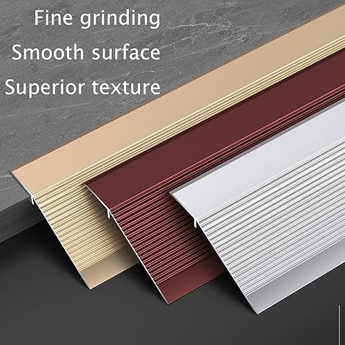 Miniatura 5 de Tira de umbral de transición de piso de aluminio, tira de puerta de transición, borde de puerta para pisos laminados de vinilo de madera, rampa para