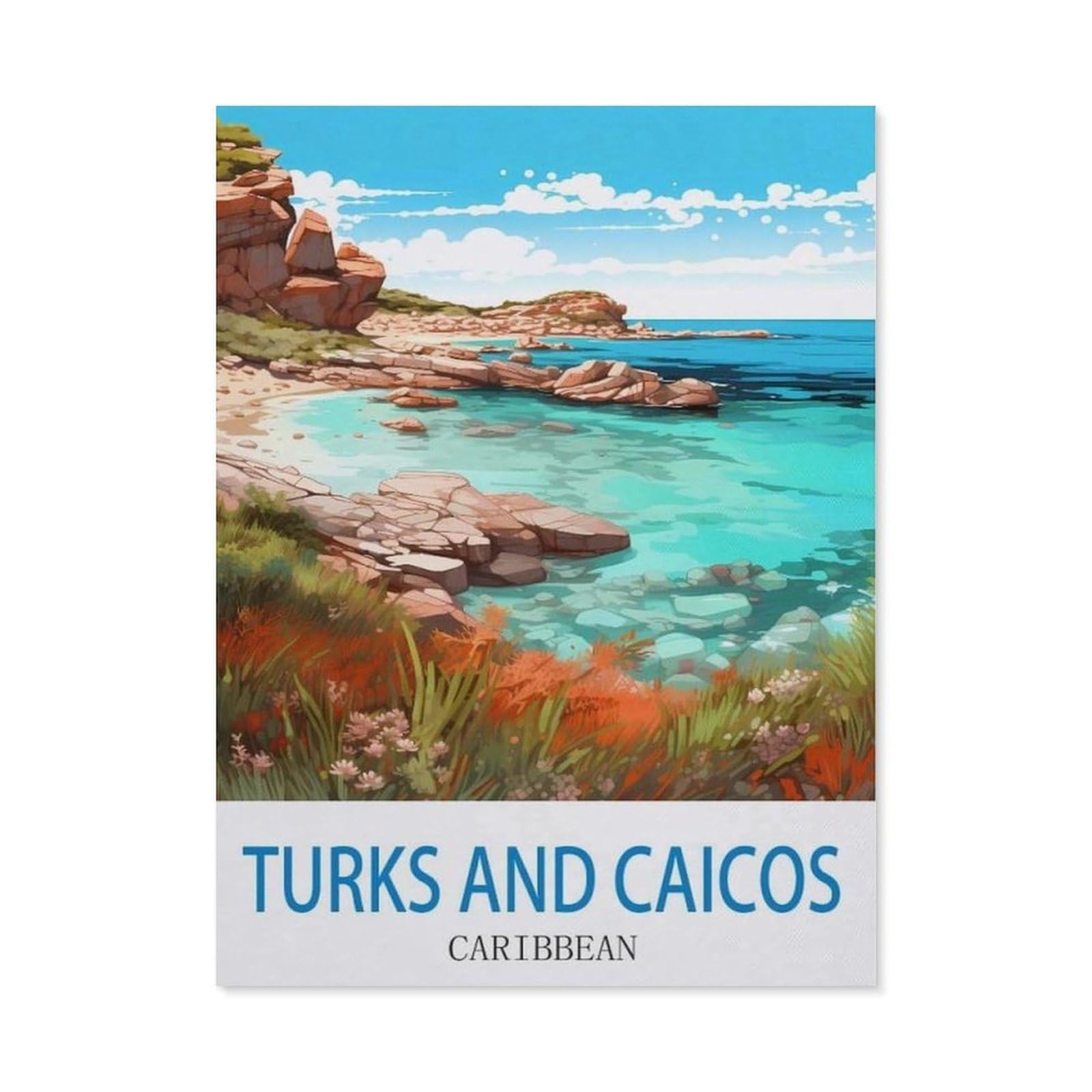 BEAYODKP 5D DIY Diamond Painting，Turks and Caicos Caribbean，Art Living Room Wall Decoration Gift（40 x 50 cm/15.74 x 19.68 inches）-CK47