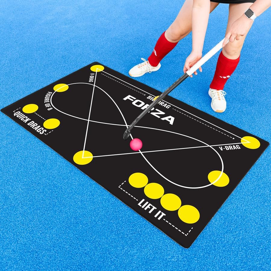 FORZA Individual Hockey Control Mat | 5ft × 3ft PVC Stick-Handling & Drills Mat with Non-Slip Rubber Base | High-Visibility Drill Zones for Solo Training