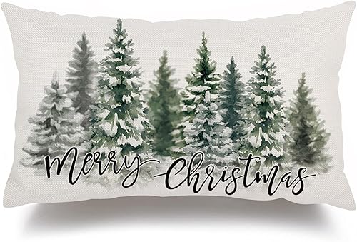Miniatura 1 de AKIT Fundas de almohada de Feliz Navidad de 12 x 20 pulgadas, funda de almohada rectangular decorativa, funda de almohada de invierno para sofá,
