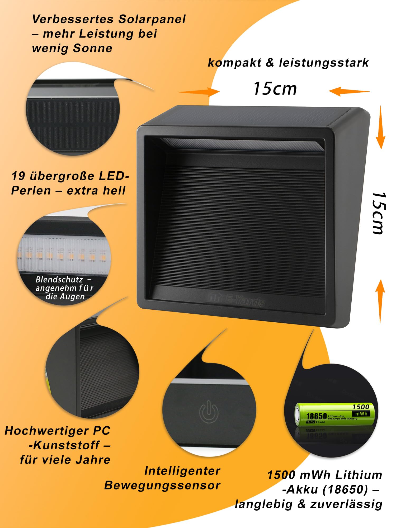 Solarleuchte Außen mit App Steuerung, Bewegungsmelder, 3.8W LED Solar Wandlampe, 3000K Warmweiß, IP65 Wasserdicht, Smart Gartenleuchte für Terrasse, Hof, Garage, 2 Stück