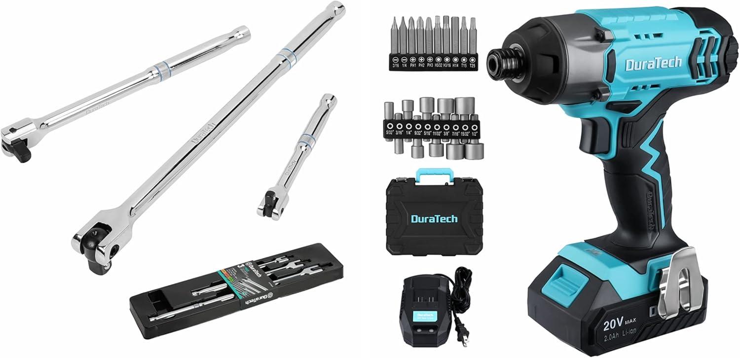 DURATECH 3Piece Breaker Bar Set and DURATECH Impact Driver Kit
