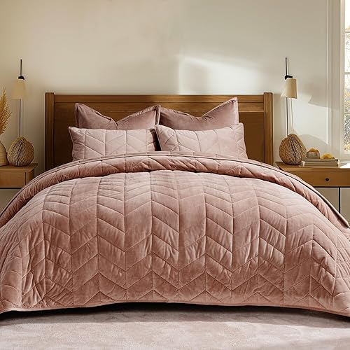 Miniatura 14 de EVERGRACE Juego de edredón de terciopelo Queen lujoso de 3 piezas, ultra suave y ligero, colcha de Matelasse de gran tamaño para todas las Naranja
