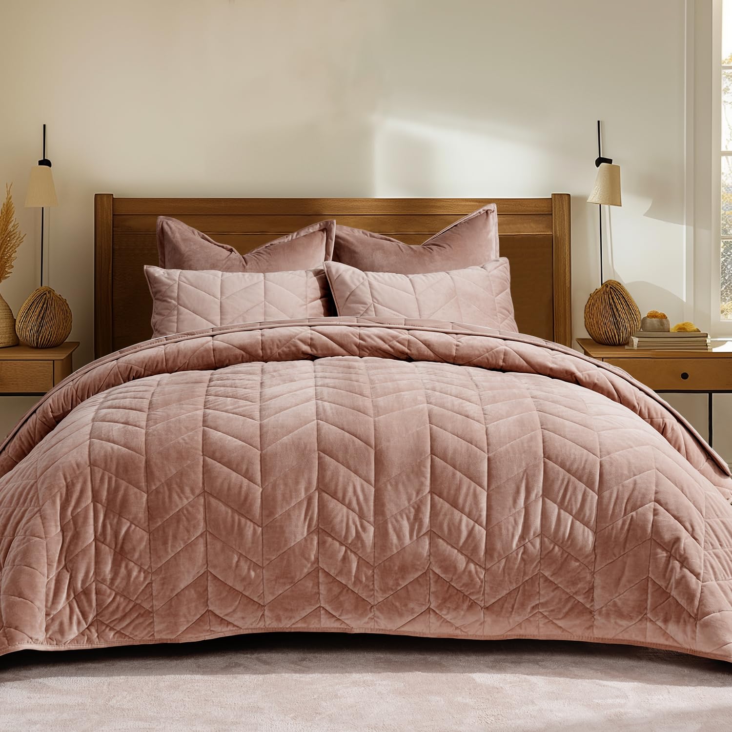 EverGrace 3 Pieces Luxurious Velvet King Quilts